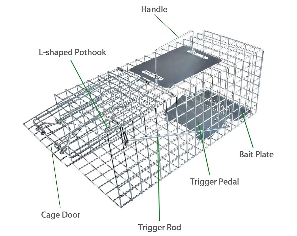 All the parts of this humane live catch and release trap 